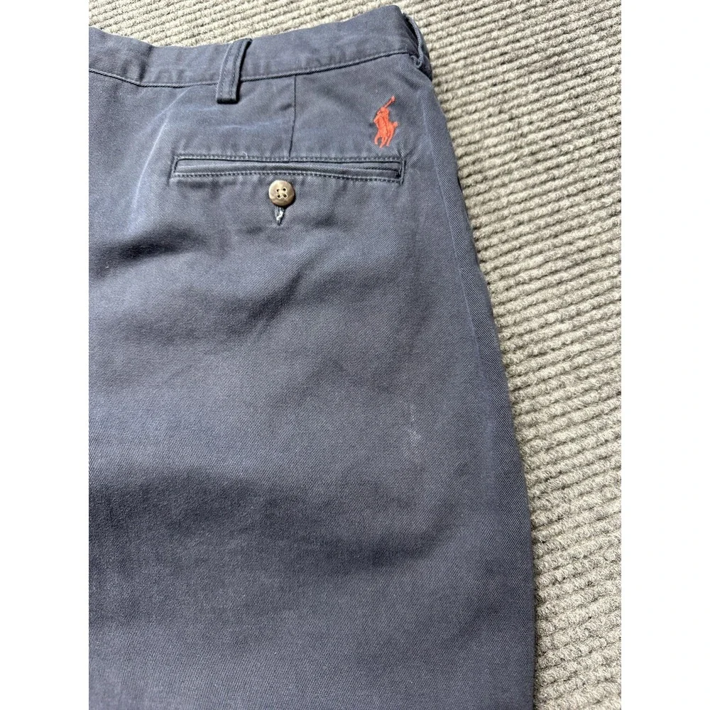 Polo Ralph Lauren Pants Mens 38x30* Blue Ethan Pant Chino Pleated Red Pony Twill